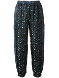 metallic floral print trousers