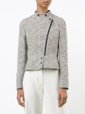 off centre zip tweed jacket 