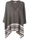 V-Neck Border Stripe Poncho