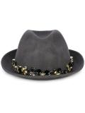 button embellished fedora hat