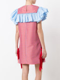 ruffle sleeve checked dress
