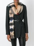 floral pattern checked scarf