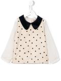 polka dot flocked blouse