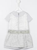 embellished waist cloqué dress