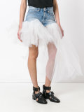 tulle denim shorts 