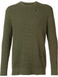 waffle knit crew sweatshirt