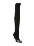 printed heel over-the-knee boots