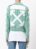 striped print biker jacket