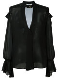 balloon sleeves translucent shirt