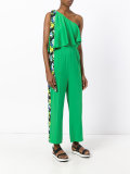 single shoulder ruffled jumpsuit