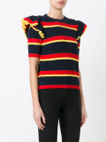 stripy sweater with ruffled sleeves