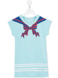 bow print T-shirt dress
