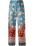 multiple patterns straight trousers
