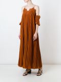 pleated off shoulder dress