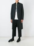 cut out lapel round neck fitted single breasted coat