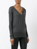 v-neck hooded top