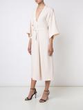 'Stretch Crepe V-neck Belted' dress