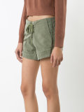 panelled satin and cotton shorts