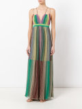 metallic pleated maxi dress