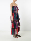 strapless multi-print dress