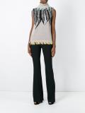 intarsia frayed contrast hem top