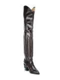 embossed thigh high boots