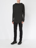slim fit raw edge hoody