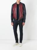 contrasted leather bomber jacket