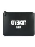 Paris logo print clutch