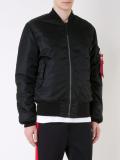ruched-sleeve bomber jacket