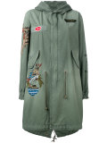 tattoo print parka coat