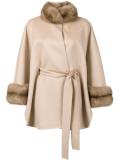 fur detailing belted cardigan