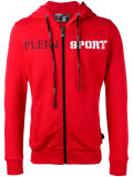 logo print zipped hoodie