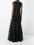 ruffle trim sheer stripe evening gown