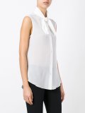 sleeveless neck tie blouse