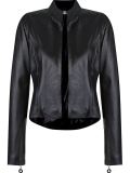 open front leather jacket