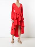 cascading tail V-neck dress