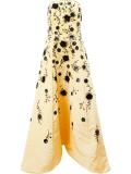 sequinned flowers strapless gown