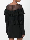 sheer panel ruffled dress