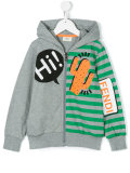 striped hooded zip-up sweatshirt