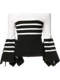 striped balloon sleeves blouse
