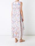 pleated trim printed dress