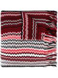 zig zag crochet knit fringed scarf