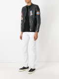 distressed logo jacket