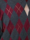 argyle pullover with sheer intarsia diamonds