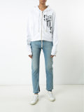 SOS print zipped hoodie