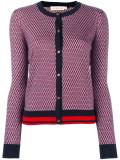 patterned round neck cardigan