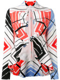 ruffled printed cropped jacket 