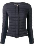 collarless zipped padded jacket