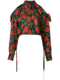 rose crop drawstring top 